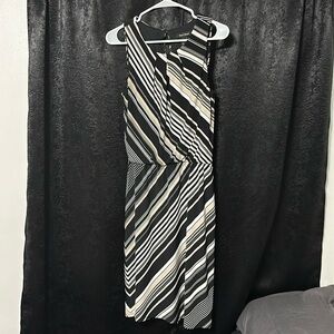White House black market tan black and white striped dress size 4